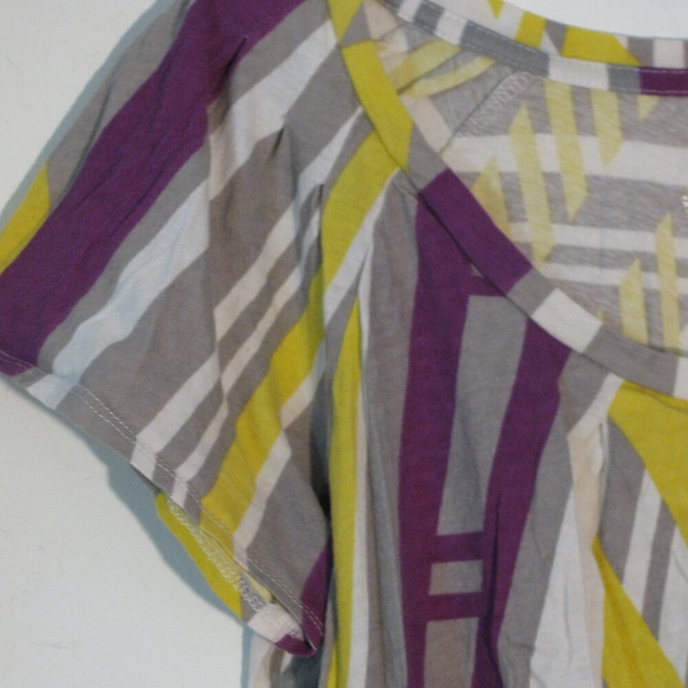 * Mossimo Colorful Blouse Small Purple Gray Abstract 100% Cotton - Picture 3 of 3